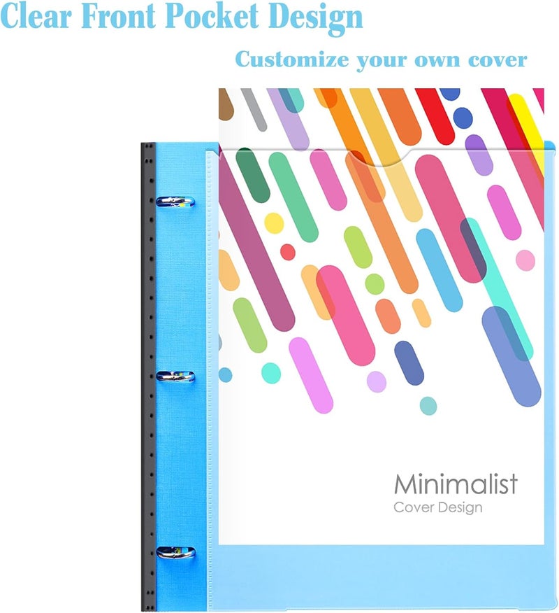 INFUN All-in-one Telescoping Binder Notebook, Refillable 3 Ring Notebook Binder with 1 plastic movable pocket folder,5 plastic subject dividers and graph paper and college ruled paper - Blue - Image 5